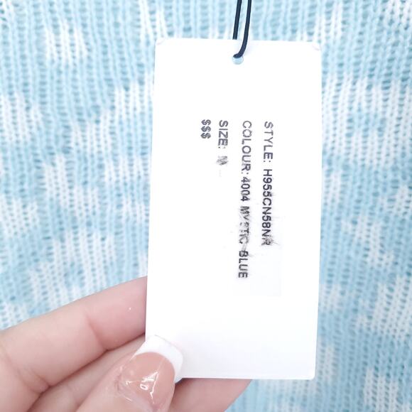 John+Jenn Cozy Modern Streetwear Soft Pastel Blue Animal Knit Pullover Sweater M - Picture 9 of 14